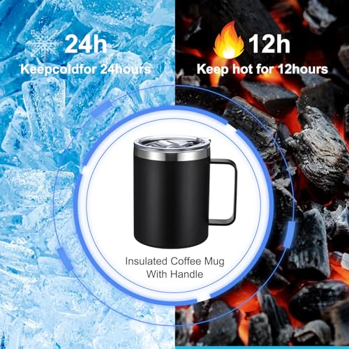 12 oz Insulated Coffee Mug Bulk with Handle (4 Count)