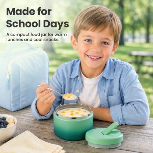12oz Insulated Vacuum Food Jar with Buckle Lid Wide Mouth Soup Thermo for Hot Food Kids Leakproof Stainless Steel Lunch Container