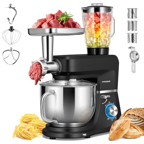 6-in-1 Stand Mixer, 8.5-Quart Tilt-Head Mixer, 10 Speeds, Black