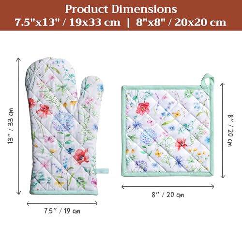 100% Cotton Oven Mitt & Pot Holder Set