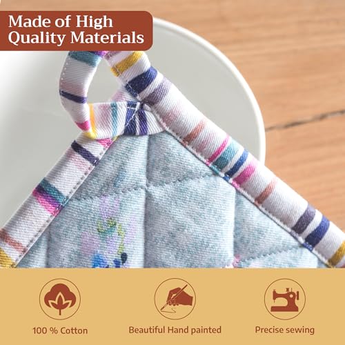 100% Cotton Oven Mitt & Pot Holder Set