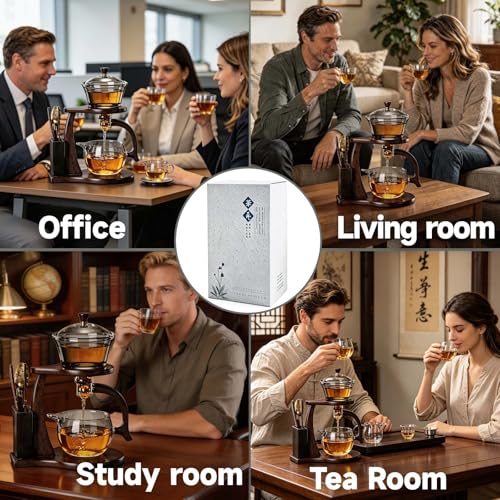 Lazy Gong Fu Tea Set Semi Automatic Magnetic Glass Teapot