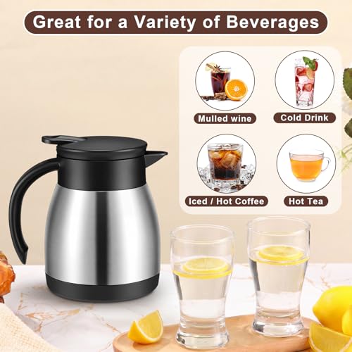 2 Pcs Thermal Coffee Carafe Insulated Stainless Steel Coffee Carafe for Hot Liquid Vacuum Thermal Pot Creamer Pitcher Dispenser with Brushes Keeping Hot Water Milk (2 Count)