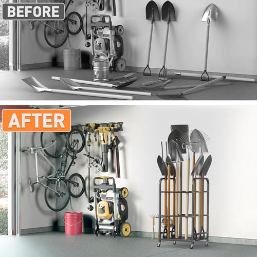 Garden Tool Organizer Stand with Wheels