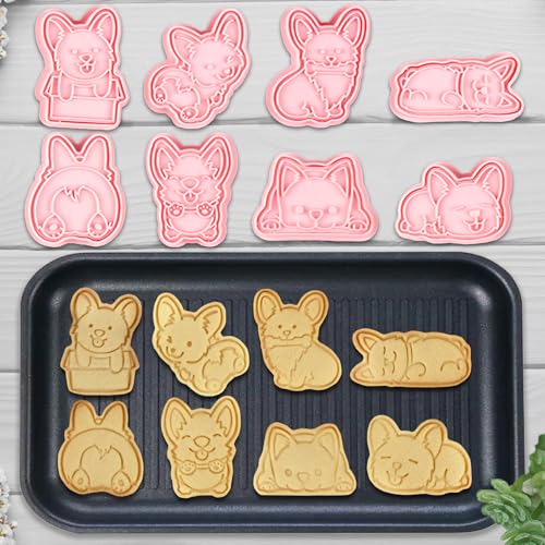 8 Corgi Dog Cookie Cutters Set