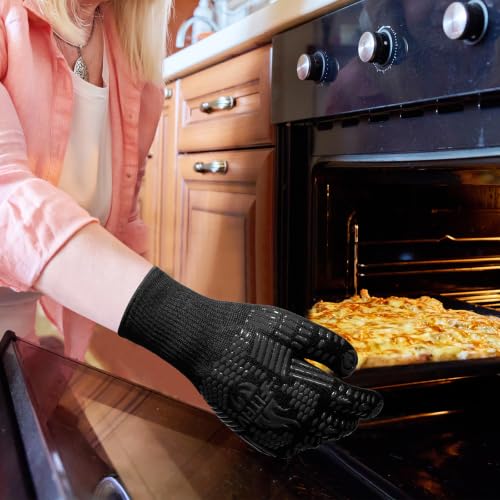 BBQ Gloves 1472°F Heat Resistant with Silicone Grip Oven Mitts (2 Count)