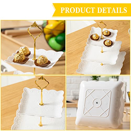 6 Pack 3 Tiered Serving Tray White Plastic Dessert Tower