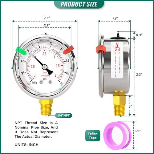 Glycerin Filled Vacuum Pressure Gauge