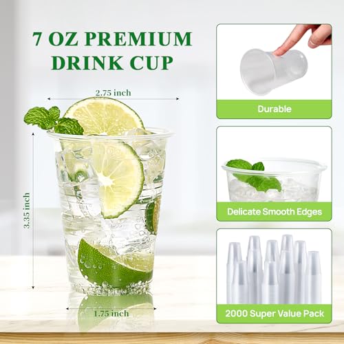2000 Pack 7 OZ Drinking Clear Disposable Plastic Cups for Business (2000 Count)