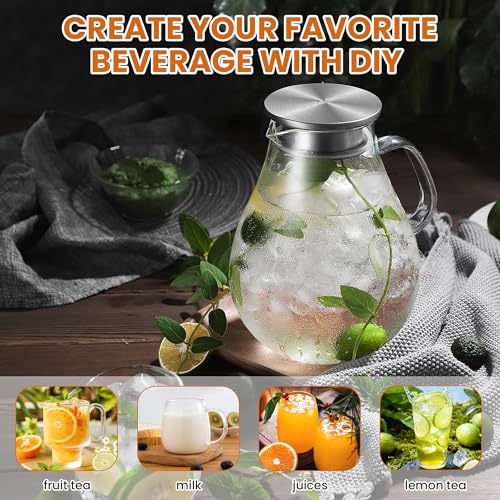 3 Litre 101oz Glass Pitcher with Lid and Spout
