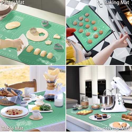 Silicone Pastry Mat 32" x 24" Extra Thick Non Stick Baking Mat with Measurements and Edge Heightening
