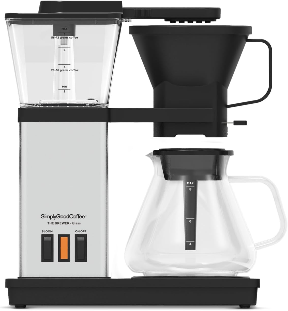 SimplyGoodCoffee Coffee Maker / Coffee Machine. 8 Cup Automatic Drip Pour Over Coffee Brewer. Easy To Use, Gold Cup Standard. Black/Stainless Steel - Blissbrew