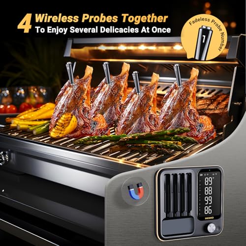 Wireless Meat Thermometer with 4 Probes
