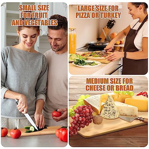 12 Packs Wooden Cutting Board Set with Handles Large Kitchen Serving Plain Chopping Board Bulk Gifts for Mom for Vegetables Meat Pizza Cheese Fruit Bread (12 Count)