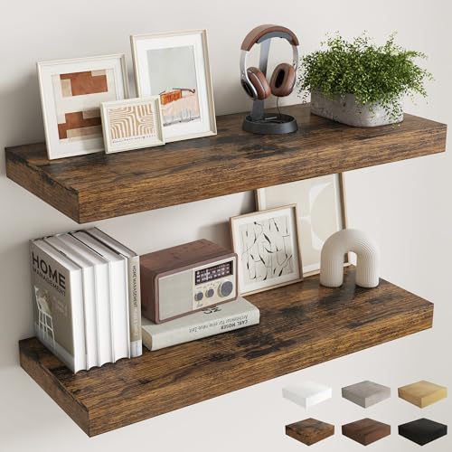 36 Inch Brown Floating Shelves for Wall (2 Count)