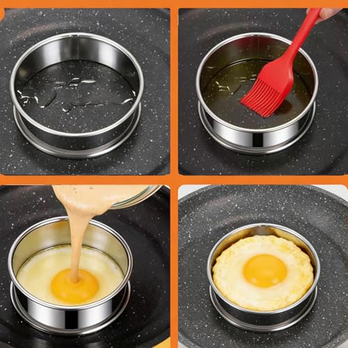 12packs Crumpet Rings 3.15 Inch English Muffin Rings Stainless Steel Double Rolled Nonstick Metal Round Tart Ring Molds for Cookies Cooking Pastry Baking (12 Count)