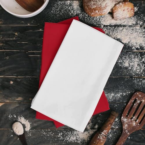 Kitchen Towels Cotton Solid Dish Cloths Kitchen Hand Towel Reusuable Dish Towel for Cleaning Tea Towels Set with Hanging Loop (6 Count)