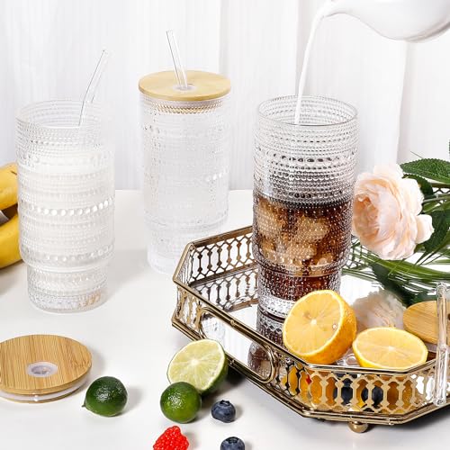 16 Oz Glass Cup with Lid and Straw