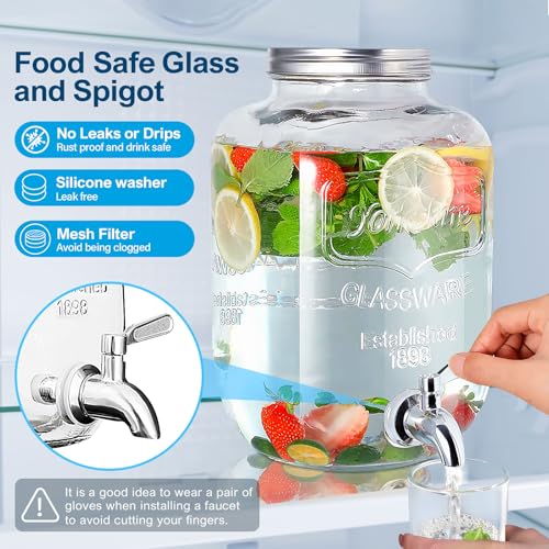 1 Gallon Glass Drink Dispenser with Acrylic Stand