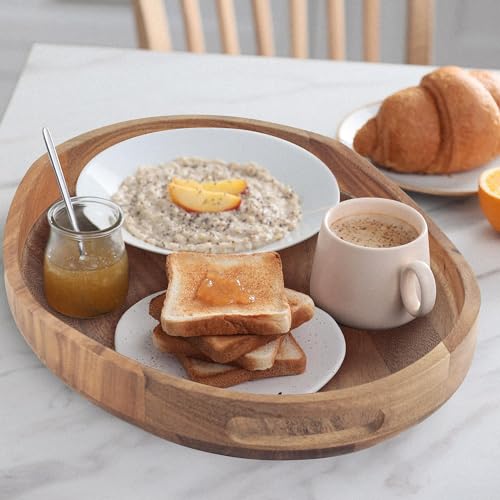 Acacia Wood Serving Tray with Handles