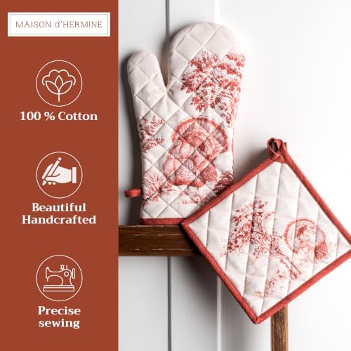 100% Cotton Oven Mitt & Pot Holder Set