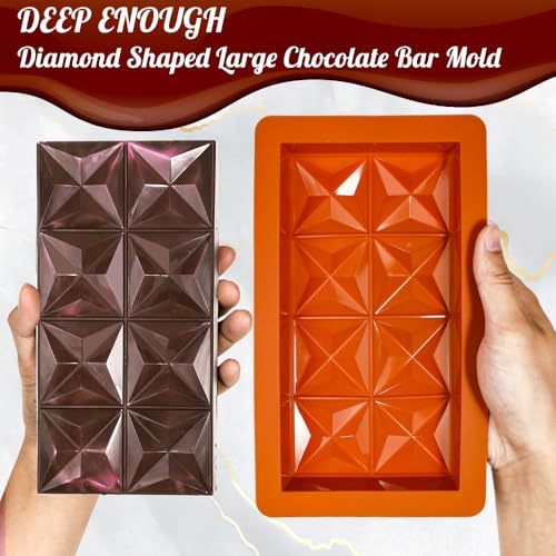 1 Inch Deep Dubai Chocolate Bar Mold Deep with Diamond Shapes