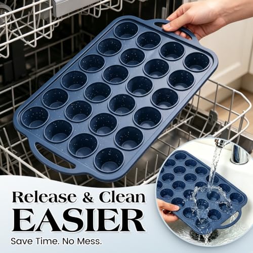 24 Cup Silicone Muffin Pan with Metal Reinforced Frame