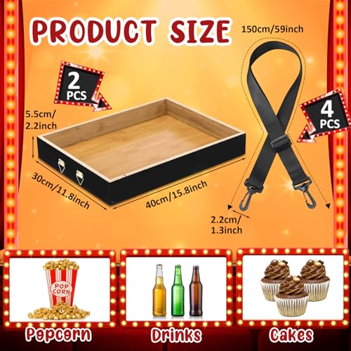 2 Pcs Movie Night Snack Trays with Straps (2 Count)