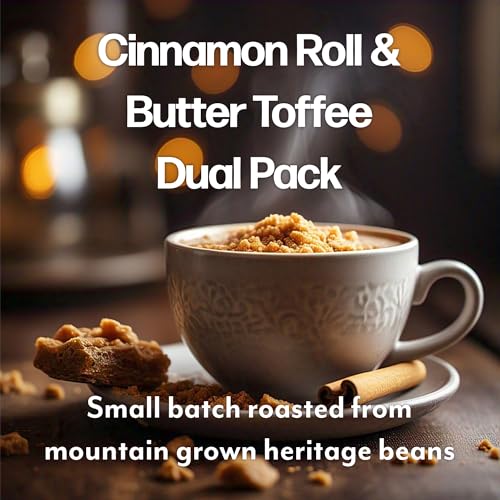 Cinnamon Roll & Butter Toffee Flavored Coffee Pods (22 Count)