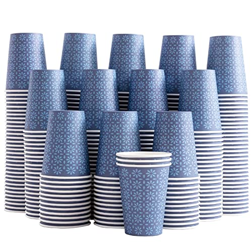 240 Pack Paper Cups 10 oz Bulk Disposable Coffee Cups Navy Floral (240 Count)