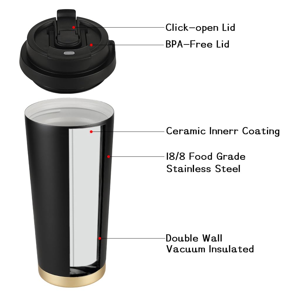 Insulated coffee tumbler sized for most cup holders