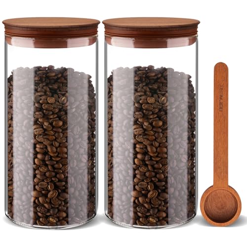 2PCS of 50floz Round Coffee Canister with Wooden Lids