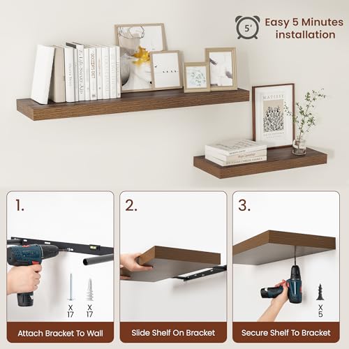 Deep Floating Shelves 72x12” Set of 1