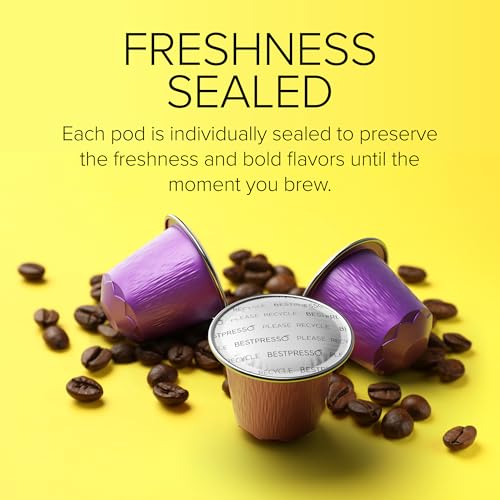 Organic USDA Café Romano Coffee Aluminum Espresso Pods For Nespresso Original Machine 100 Pack Italian Espresso Coffee (100 Count)