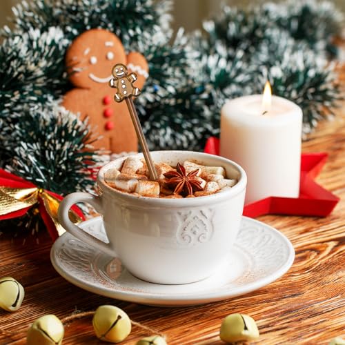 12 Pcs Christmas Glass Drink Stirrers 7 Inch Xmas Stir Sticks Reusable 3D Coffee and Cocktail Stirrers Hot Cocoa Bar Supplies for Holiday Party Favors (12 Count)