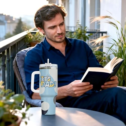 Dad Daddy Cartoon It's 40 oz Tumbler with Handle