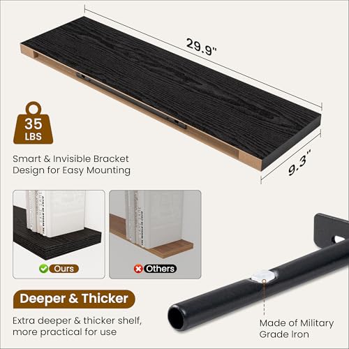 9.3Inch Deep Floating Shelves for Wall (2 Count)
