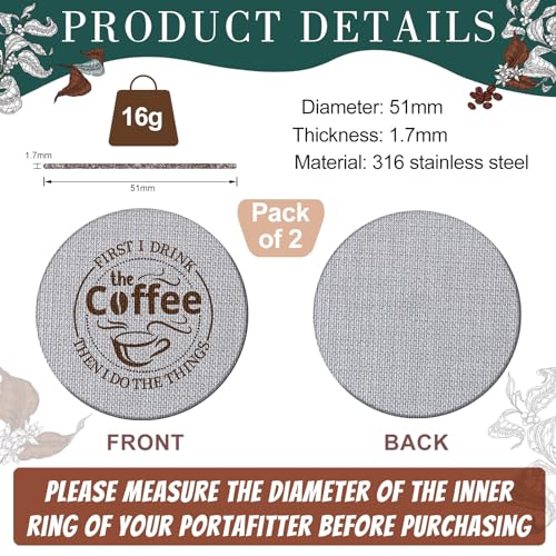 2 Pcs 51mm Espresso Puck Screen 1.7mm Thickness for Portafilter (2 Count)