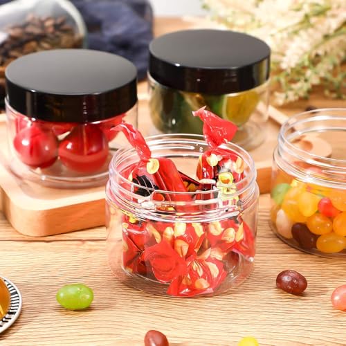 4 Pcs Plastic Jars Wide Mouth with Lids