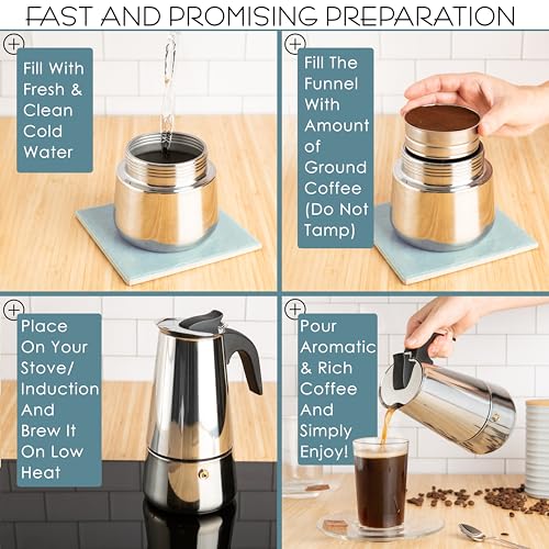 9 Cup Greca Moka Pot (9 Espresso Cups)