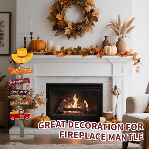 Lighted Wood Hello Fall Porch Sign