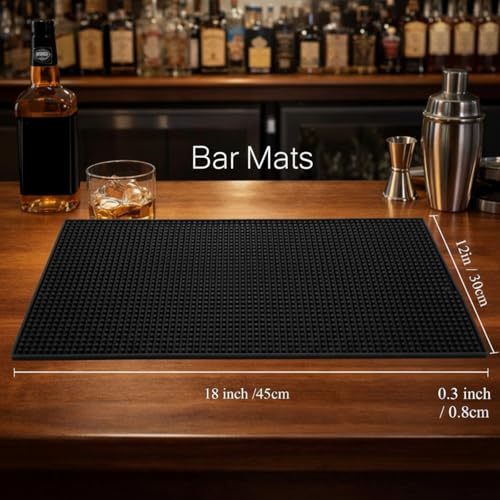 18 Pcs Bar Mat 18 X 12 Inch Black (18 Count)