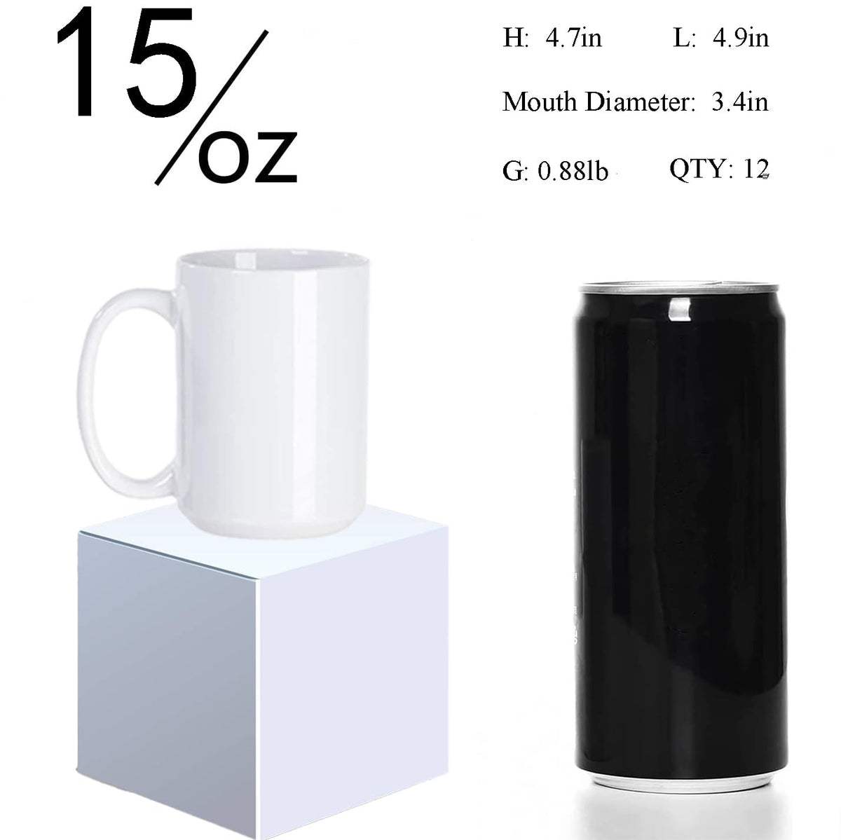White ceramic sublimation mug with straight sides