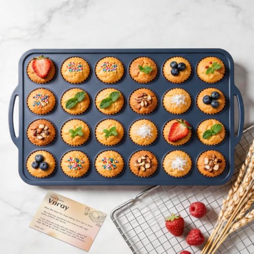 Mini Silicone Muffin Pan with Frame Non Stick Cupcake Tin Baking Mold