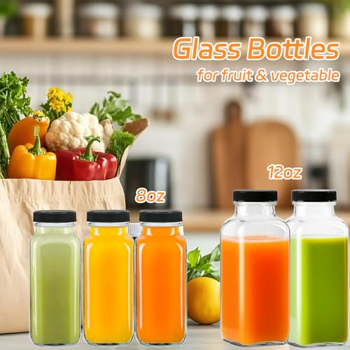 12 Pack 12oz Glass Drink Bottles with Lids