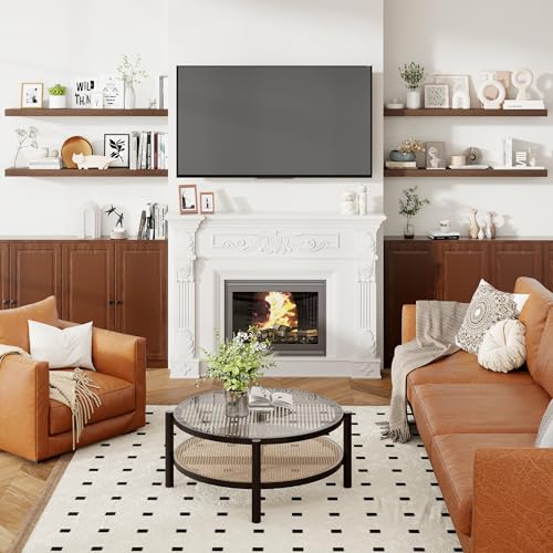 48 Inch Floating Shelves for Wall 8 Inch Deep Walnut Shelves Set of 2 (2 Count)