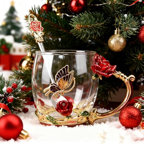 Stocking Stuffers For Women Mom Perfect Christmas Valentines Day Gifts Glass Enamel Coffee Tea Mug Birthday Presents For Her Girlfriend Wife From Daughter Son