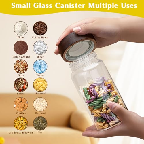 18 OZ Glass Coffee Jars with Top Screw Lid Ground Sugar Spice Herb Container Clear Glass Jar Round Food Storage Canister for Pantry Tea Coffee Bean Spice Cookies Salts