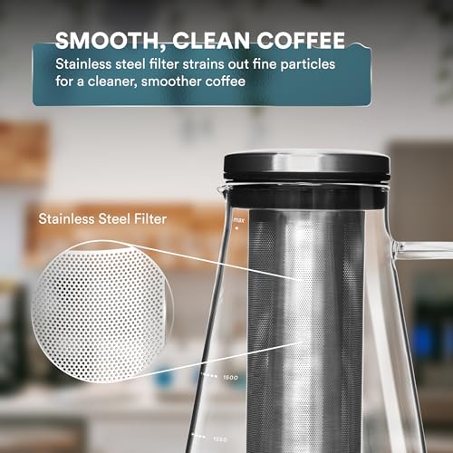 Airtight Cold Brew Coffee Maker with Tea Infuser & Spout 1.5L