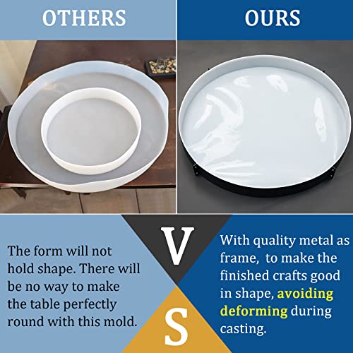 24 Inch Extra Large Resin Table Molds Round Epoxy Resin Molds Set with Metal Frame 3 Hairpin Legs for Table Epoxy Resin Table Mold Epoxy Table Mold for Charcuterie Board River Table DIY Art